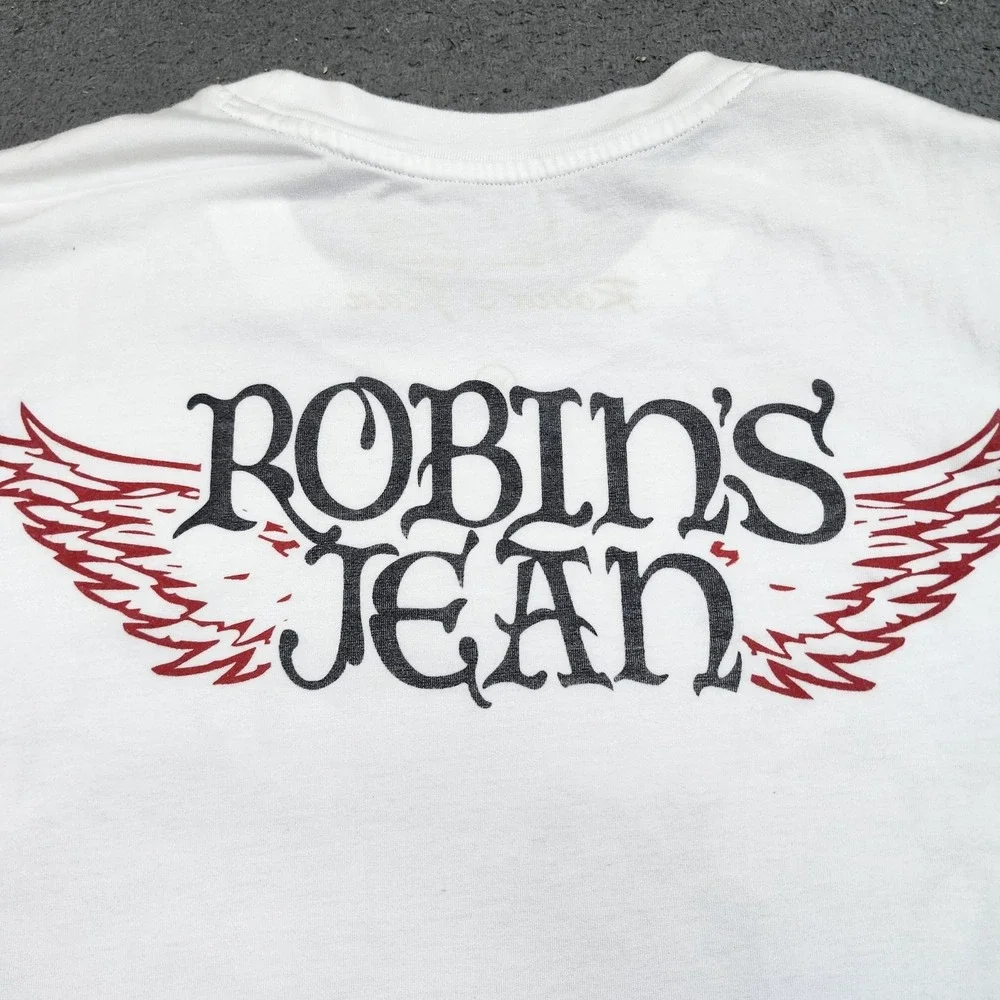 Robin's Jean Shirt Mens XL White Bats Wings Graphic Tee Gothic Horror Halloween - Picture 8 of 9